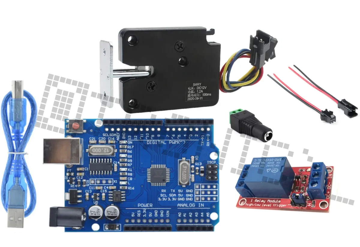 Startkit för Arduino Uno R3 med 5V-lås, relämodul, DC-jack och 2-polig pigtail
