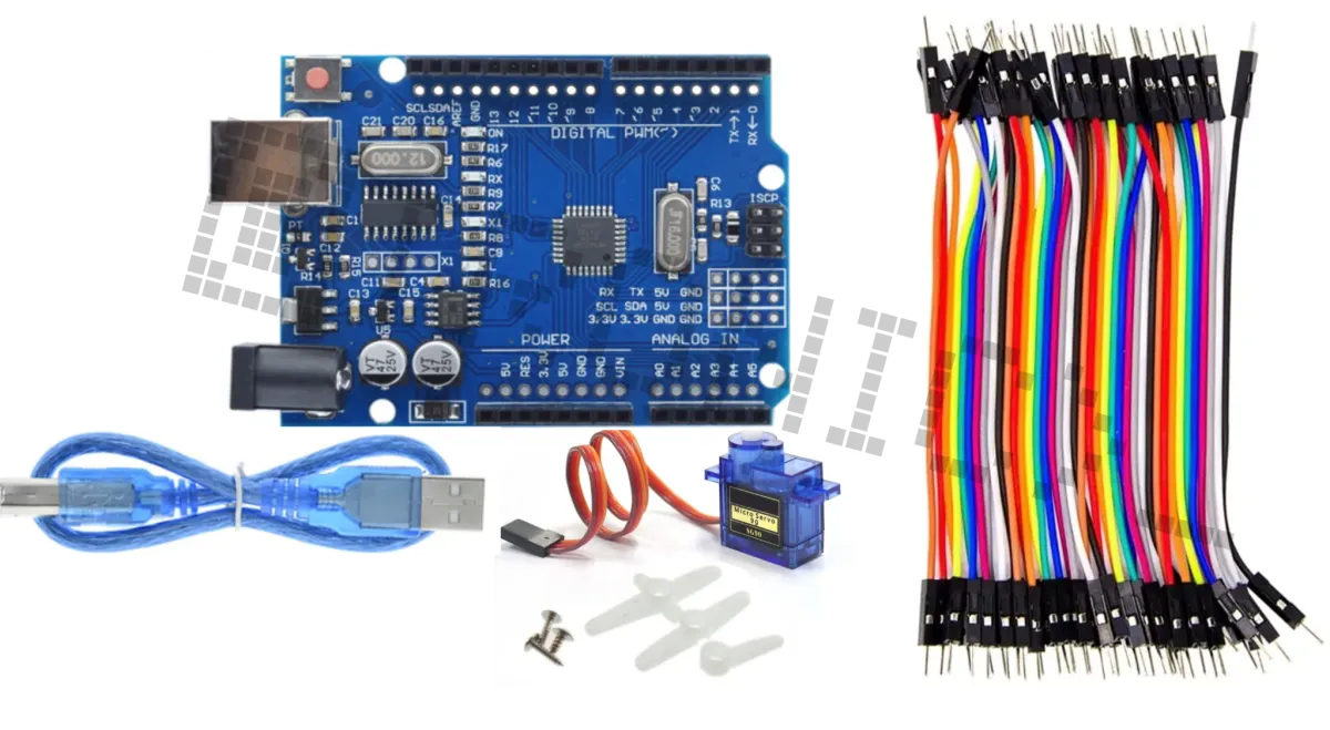 Startkit för Arduino Uno R3 med SG90 mikroservo & 40-delars Dupont-kabelset