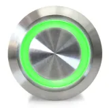 Tryckknapp | på-av self lock | 5V LED Grön | RVS | 12mm – 3