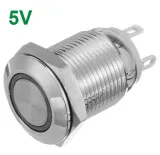 Tryckknapp | Moment - puls | 5V LED Vit | RVS | 12mm – 1