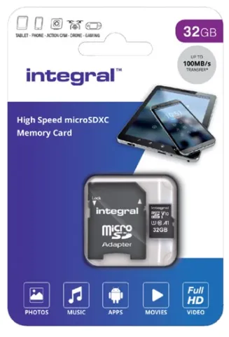 Integral 32GB V10 High Speed microSDHC-kort Klass 10 - 100MB/s med SD-adapter