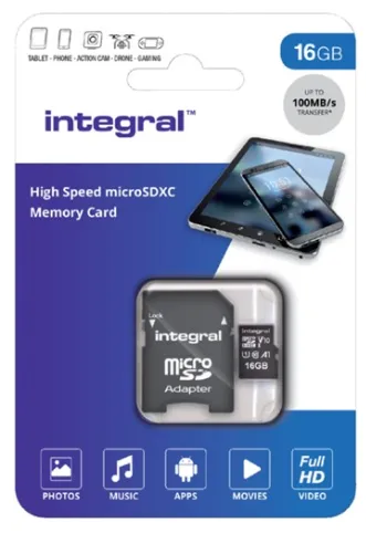 Integral 16GB V10 High Speed microSDHC-kort Klass 10 - 100MB/s SD-adapter