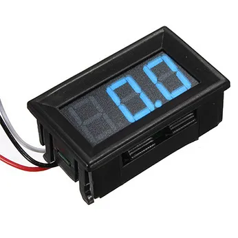 Voltmeter 0-100V - Blå, 0.56 inch, 3 Trådar