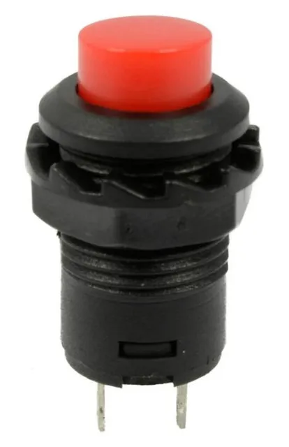 Tryckknapp | på-av self lock | 14x20 runt hål 12mm | Röd