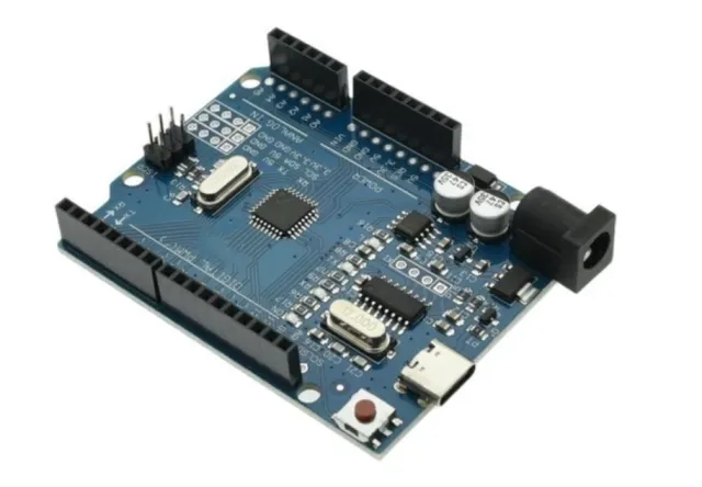 Arduino UNO R3 kompatibel USB-C inkl. kabel och header pins.