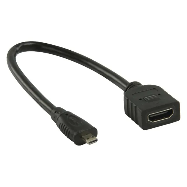 Micro-HDMI till HDMI honkontakt svart 0,2m