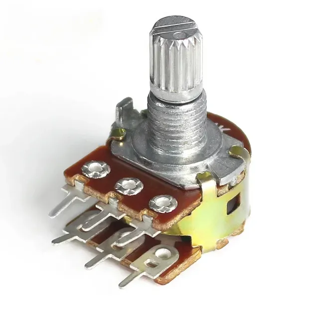 Dubbel potentiometer 50K linjär stereo 6 stift