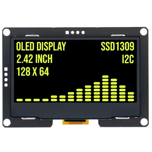 2.4 tum OLED-display 128x64 Gul I2C SSD1309 3.3V