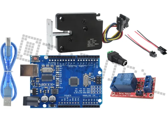 Startkit för Arduino Uno R3 med 5V-lås, relämodul, DC-jack och 2-polig pigtail