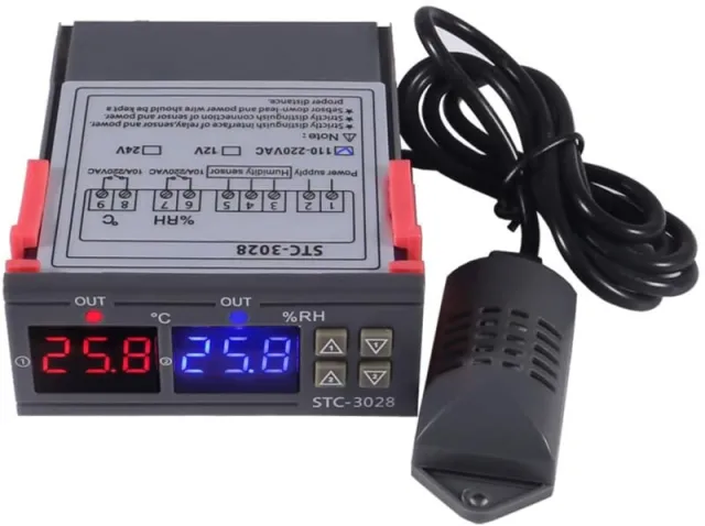 STC-3028 Justerbart relä 220V för temperatur och luftfuktighet