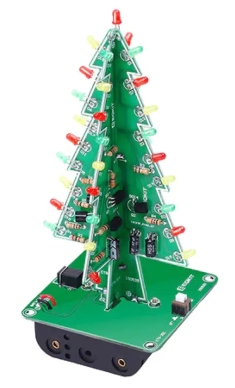 Julgran lödkit med blinkande röda, gröna och gula LEDs