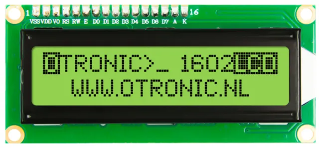 1602 LCD  grönt/gult bakgrundsljus med  I2C förlött