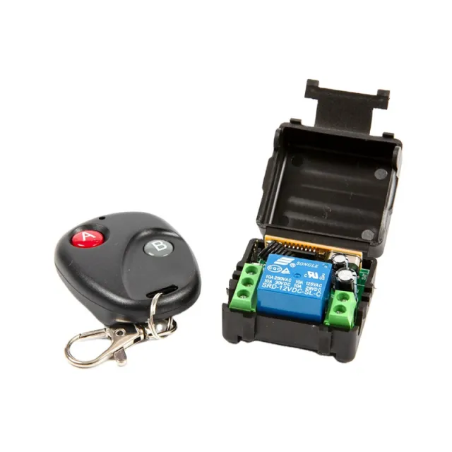 Trådlös relämodul inkl. Fjärrkontroll (2 knappar) - 12V, 1 Kanal, 433Mhz RF
