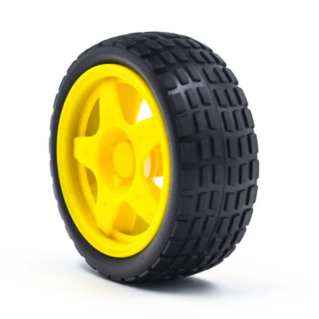 Hjul med gummi för robot eller smart car gul
