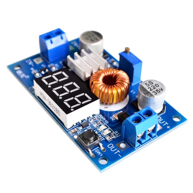 5A 75W XL4015 DC-DC-omvandlare justerbar step-down-modul med displayvoltmeter