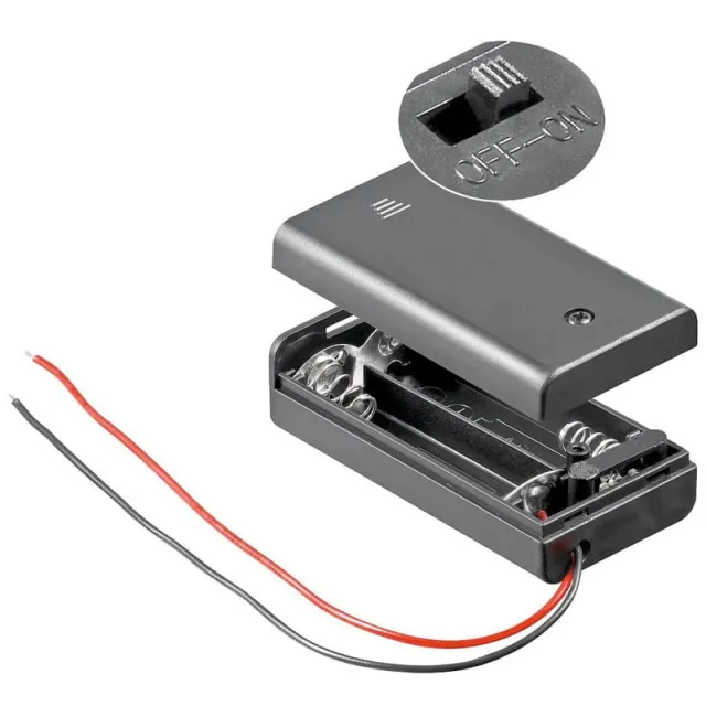 2x AA batterihållare med på/av-brytare (3V)