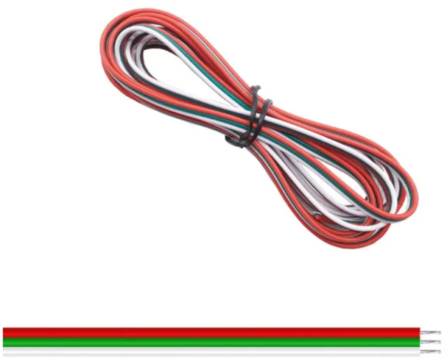 3-ledarkabel 22AWG Ø1.3mm röd / grön / vit 1 meter
