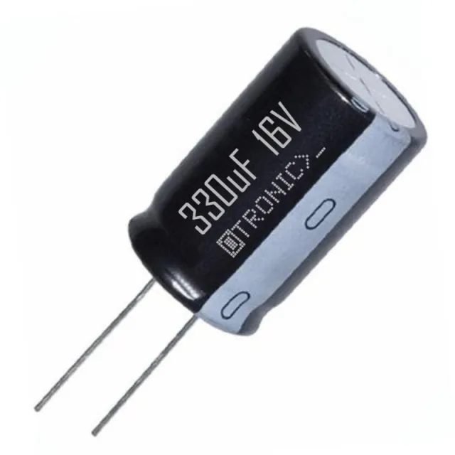 10x Kondensator 330uF 16v Elektrolytisk (ELCO) svart