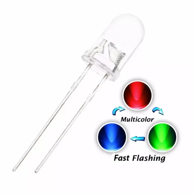 10x RGB Färger LED 5mm Magic Rainbow Effect (snabb fade och blinkning)