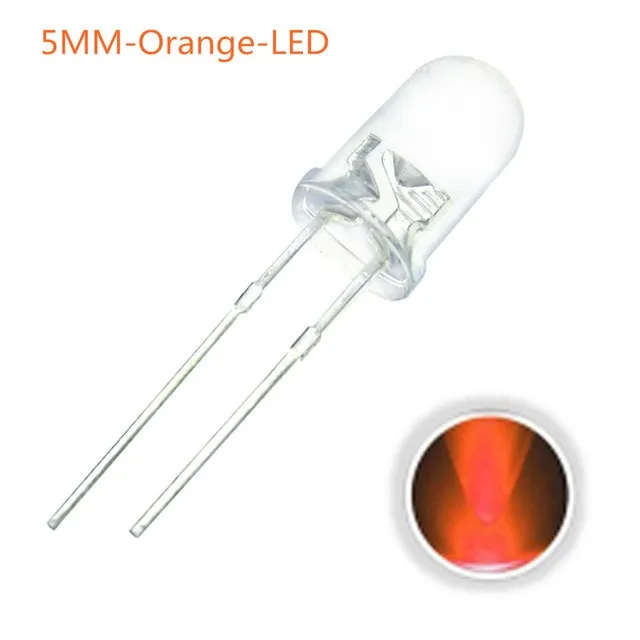 10x LED-diod Transparent 5mm Orange 2V