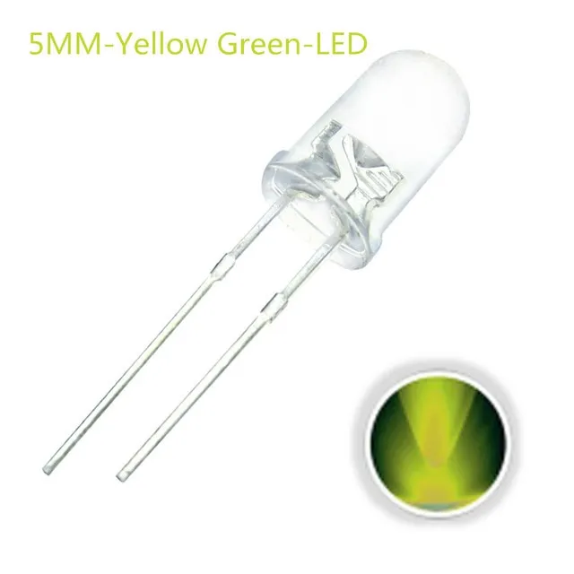 10x LED-diod Transparent 5mm Grön / Gul 2V