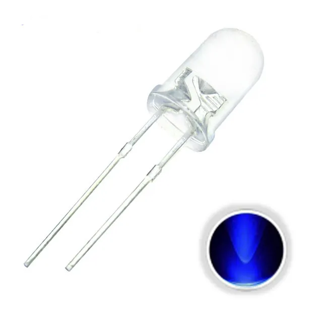 10x LED-diod Transparent 5mm Ultraviolet 3V