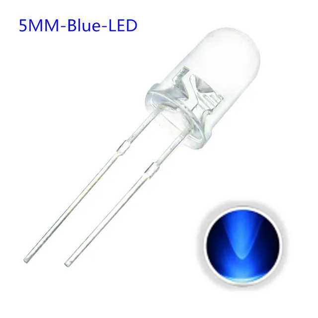 10x LED-diod Transparent 5mm Blå 3V