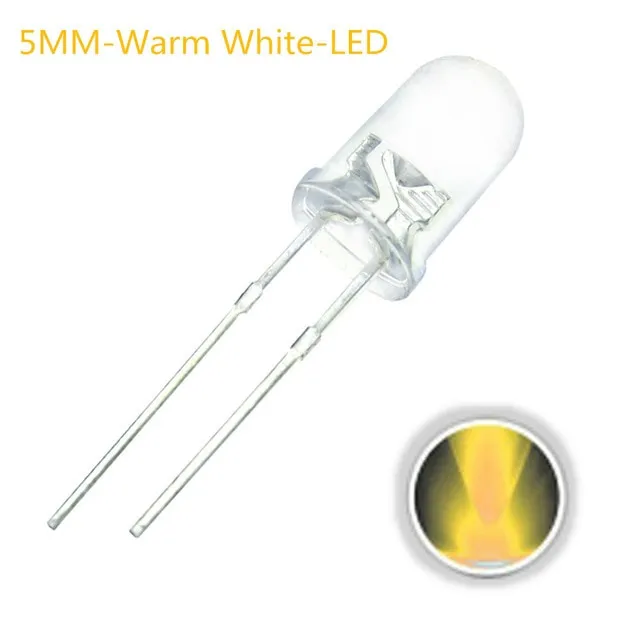 10x LED-diod Transparent 5mm Varmvit 3V