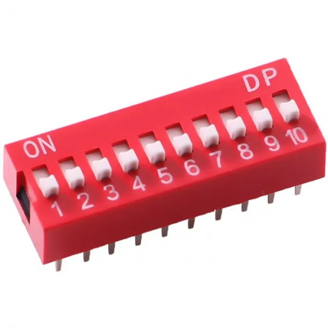10-polig dip-switch 2,54 mm