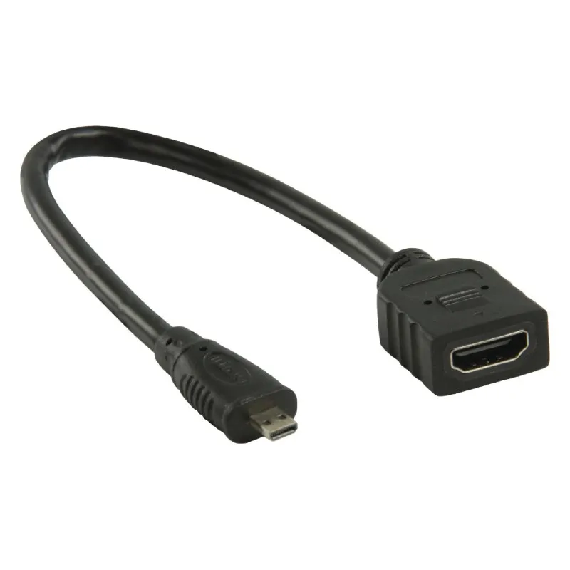 Micro-HDMI till HDMI honkontakt svart 0,2m
