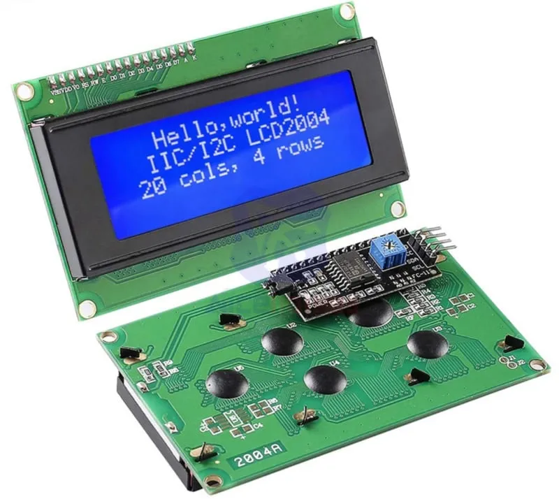 2004 LCD blå bakgrundsbelysning 20x4 med I2C förlött