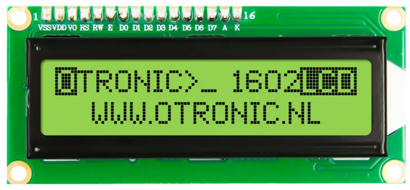 1602 LCD  grönt/gult bakgrundsljus med  I2C förlött