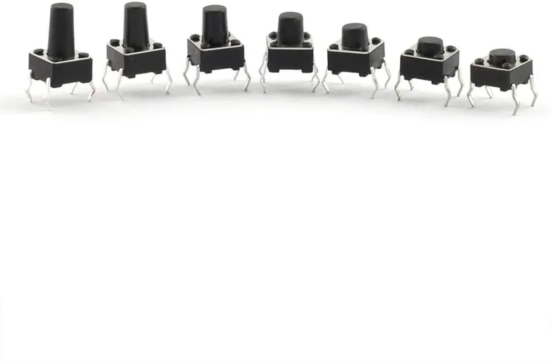 Set med 70 Puls DIP-tryckknappar i 7 olika längder